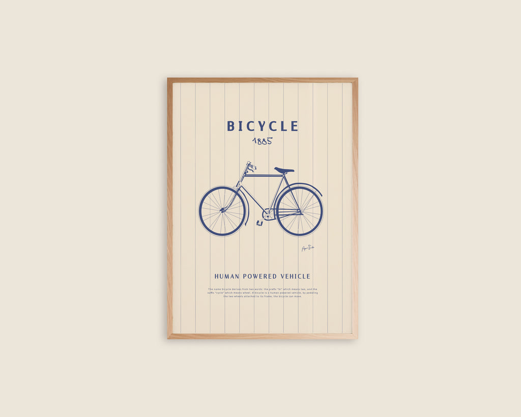 Vintage Bicycle Blueprint Design Art