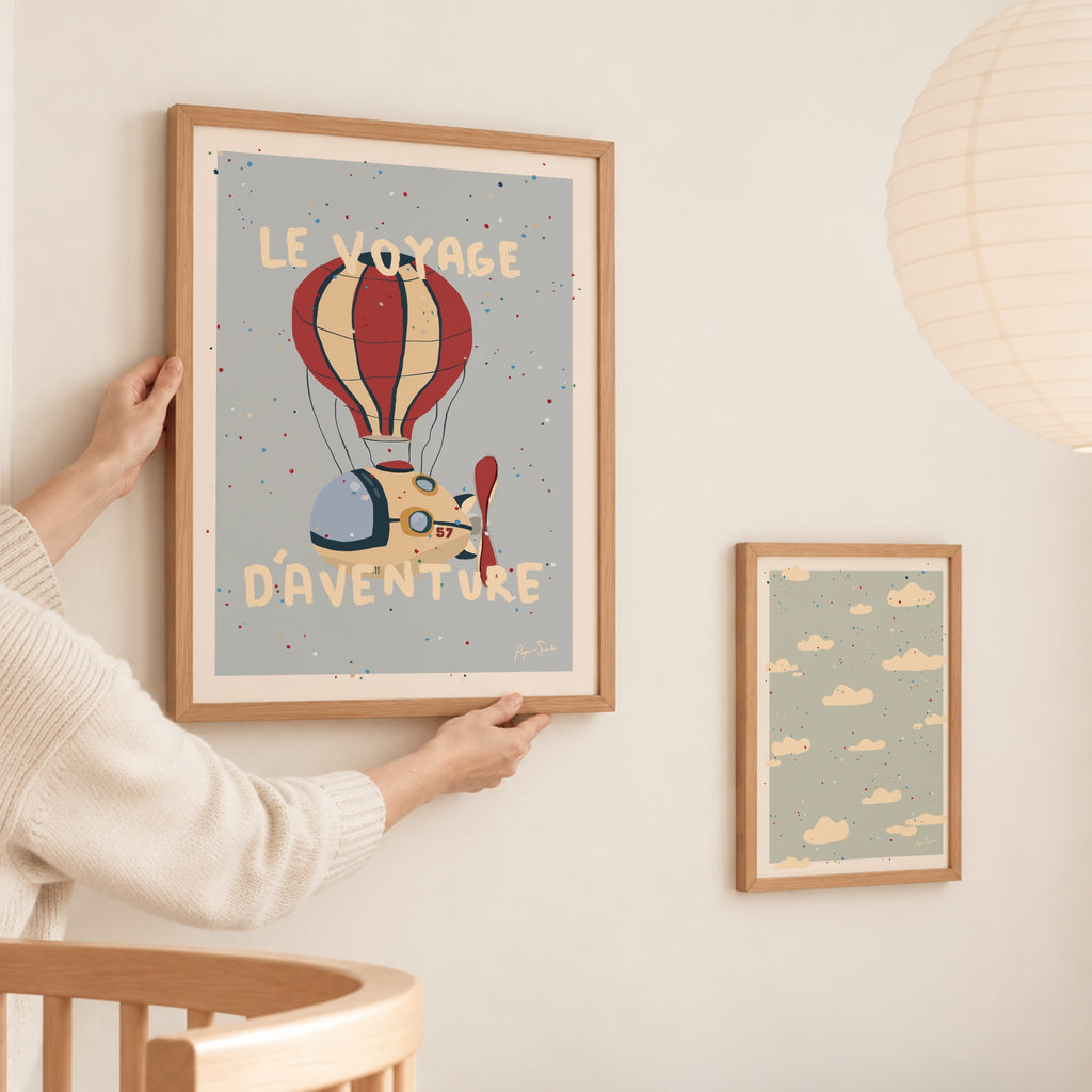 Luftballonplakat til børn | Eventyrlig kunst til børneværelset