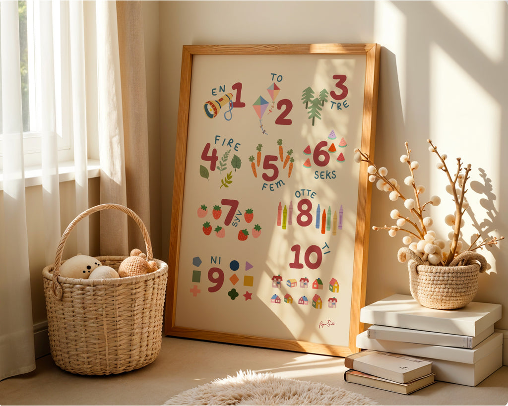 Numbers Nursery Print - Danish Version