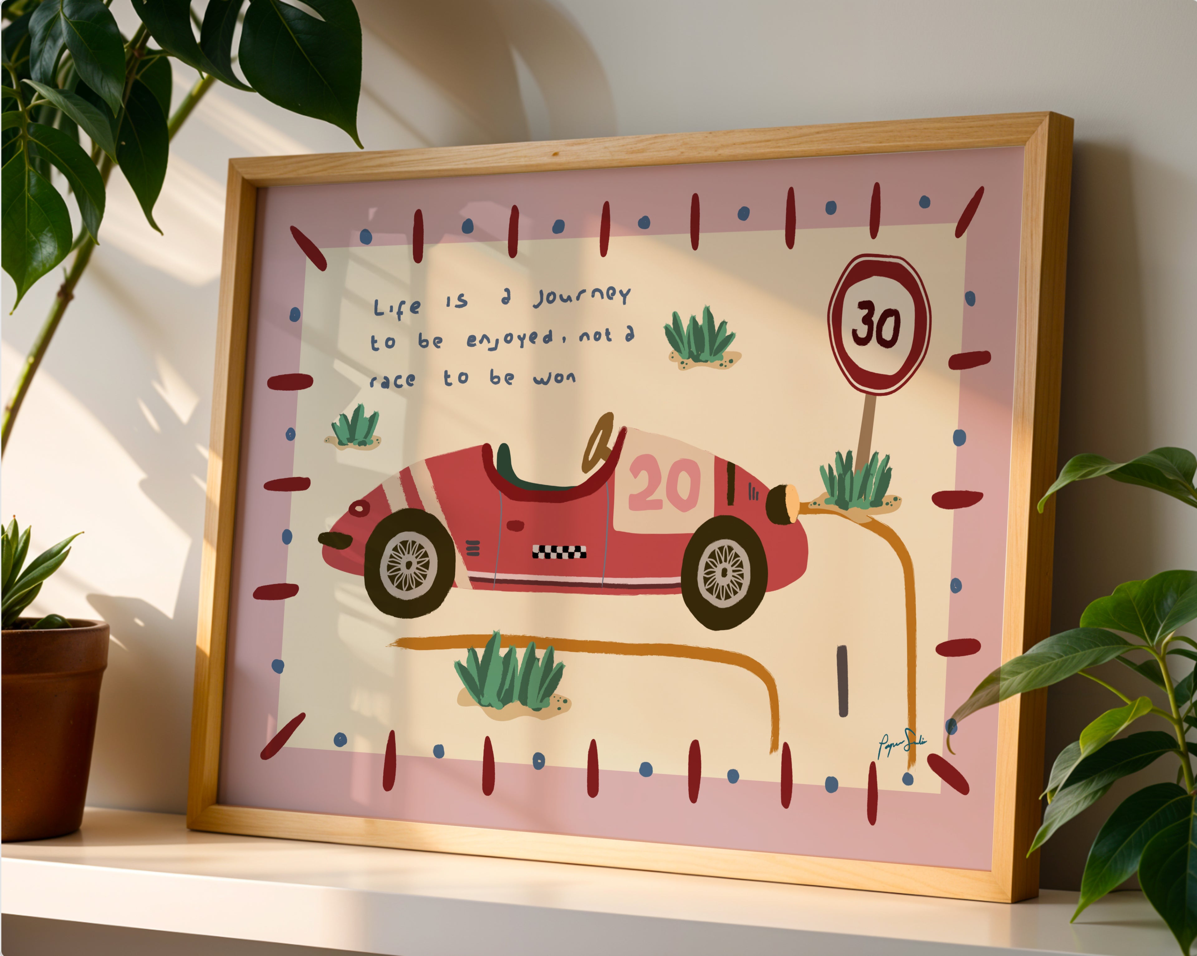 Life is a Journey Race Car Print for Kids
