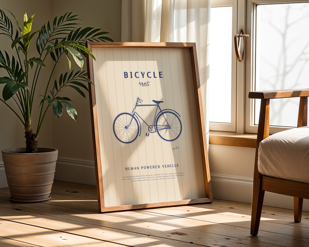 Vintage Bicycle Blueprint Design Art